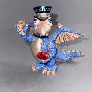 Franklin Mint Blue Mood Dragon Figurine January Birthday New Years
